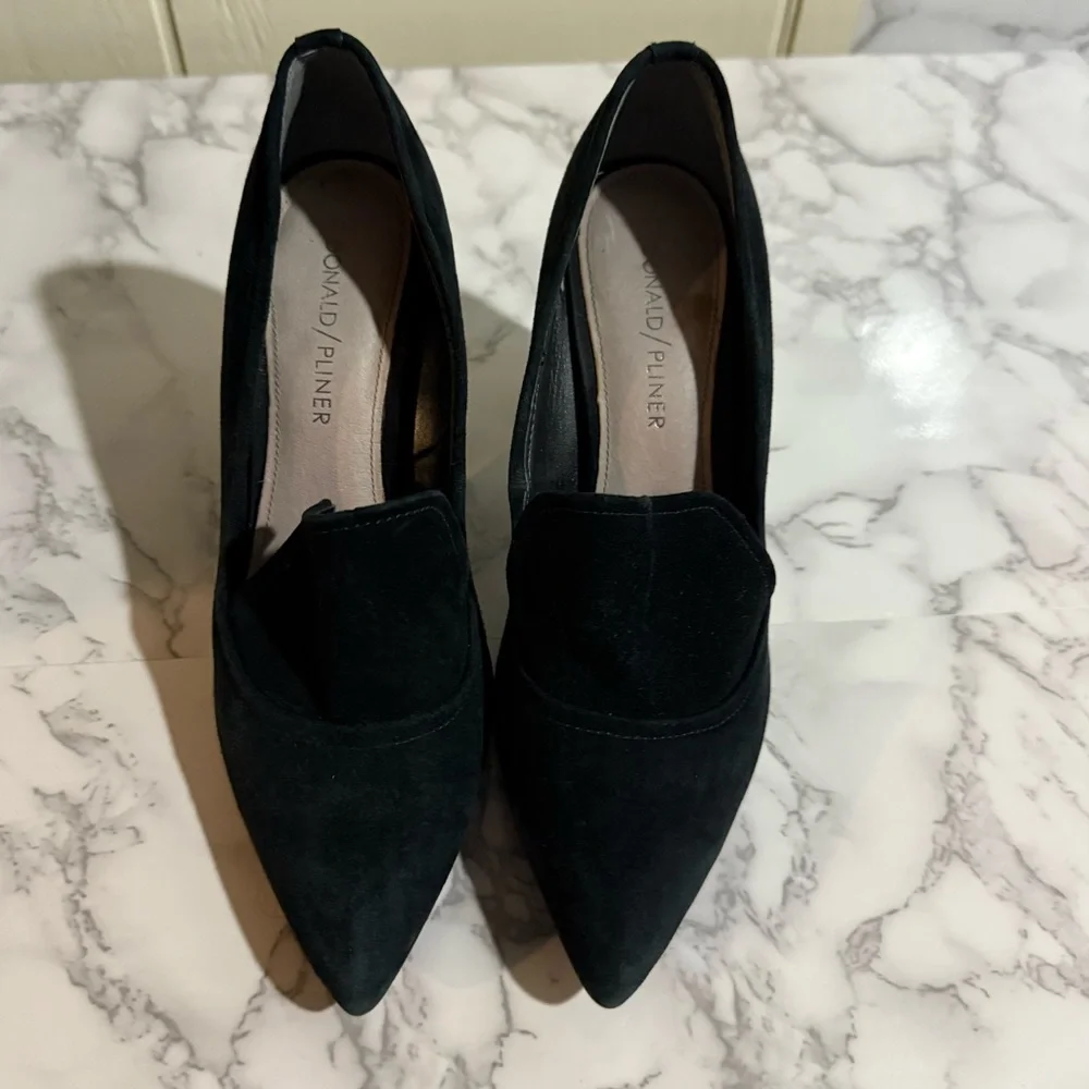 Donald J. Pliner Black Suede Block Heel Pumps - Picture 7 of 11